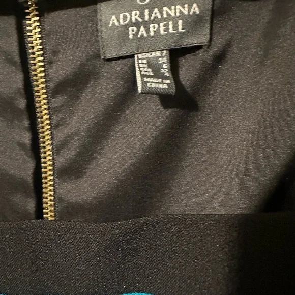 ADRIANNA PAPELL Teal and Black Midi Dress NWT - Picture 2 of 8